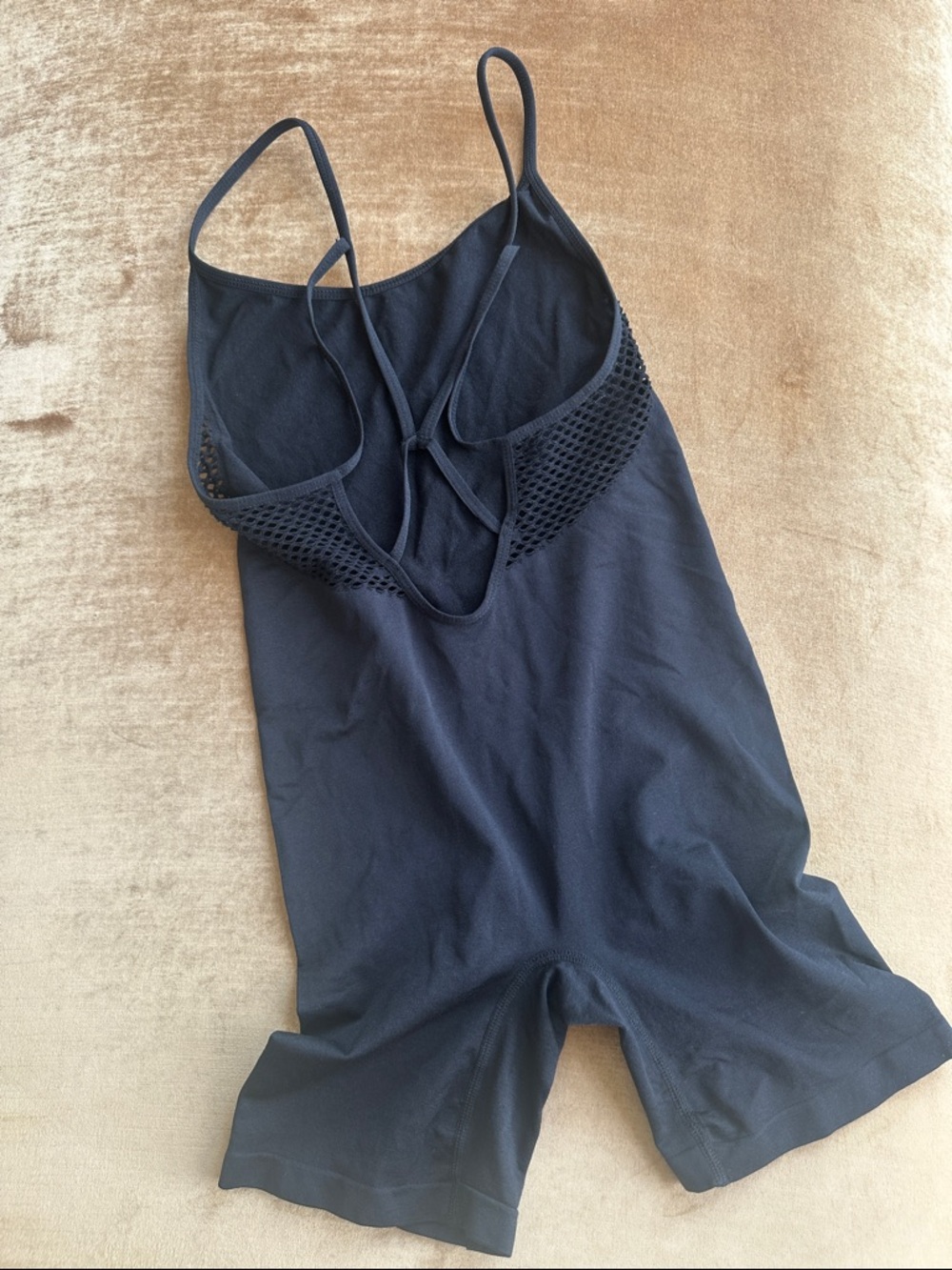 Yoga or Sport Bodysuit Spandex 15% light stretchy Net detailed Crisscross straps